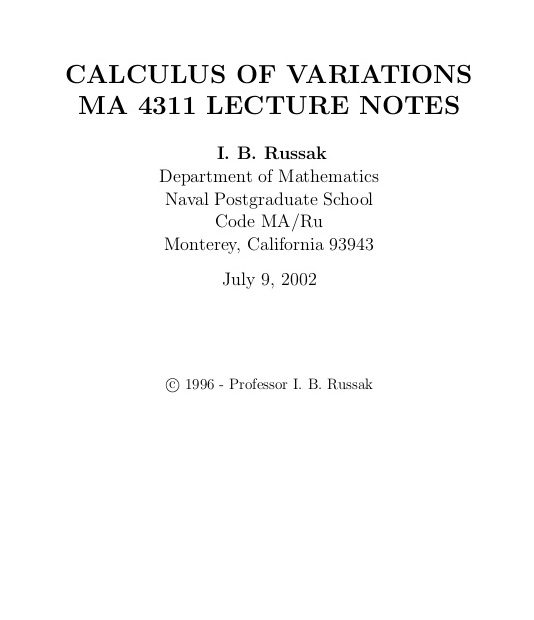 Calculus of Variations - I. B. Russak - 1st Edition 2 Calculus of Variations – I. B. Russak – 1st Edition